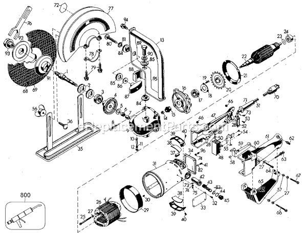 Page A Diagram and Parts List for 3912 Type 1 Black and Decker Chop Saw